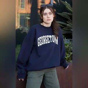Brandy Melville Georgetown Navy Crewneck Sweater